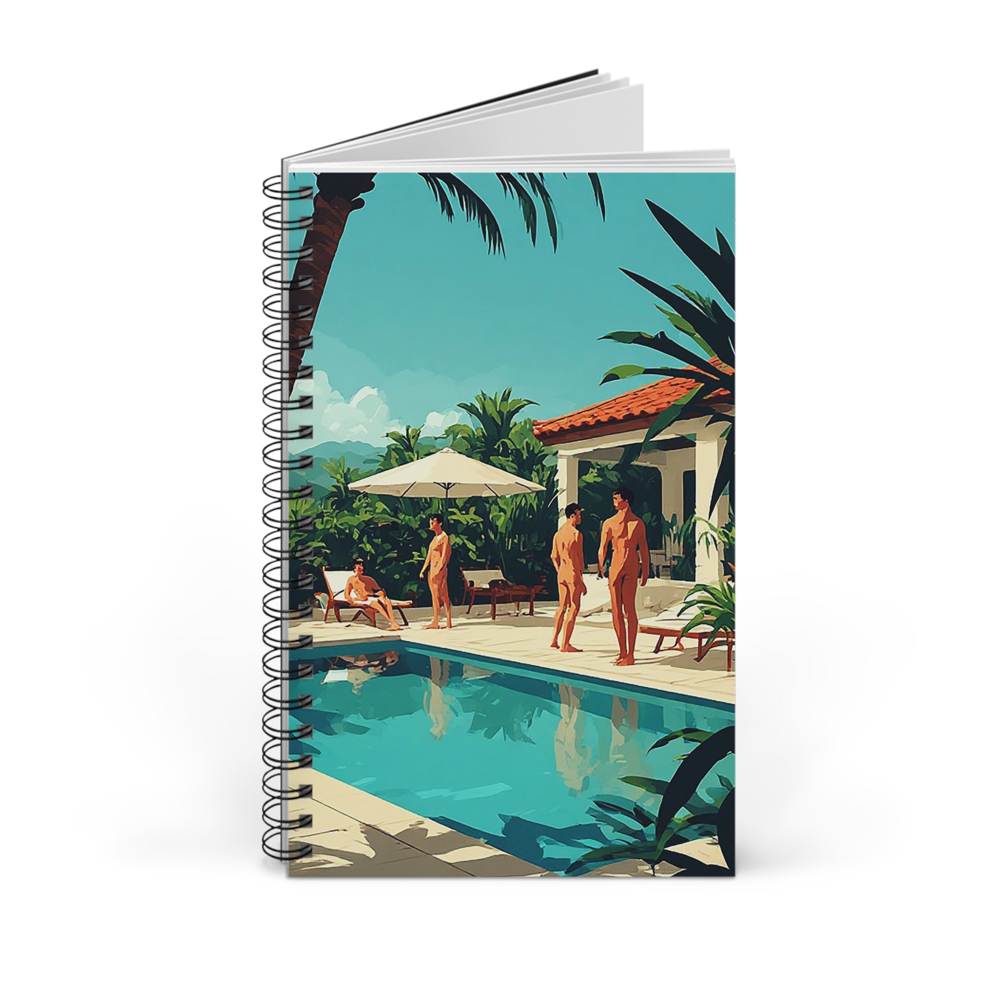 Retro Poolside Spiral Journal — Tropical Vacation Notebook