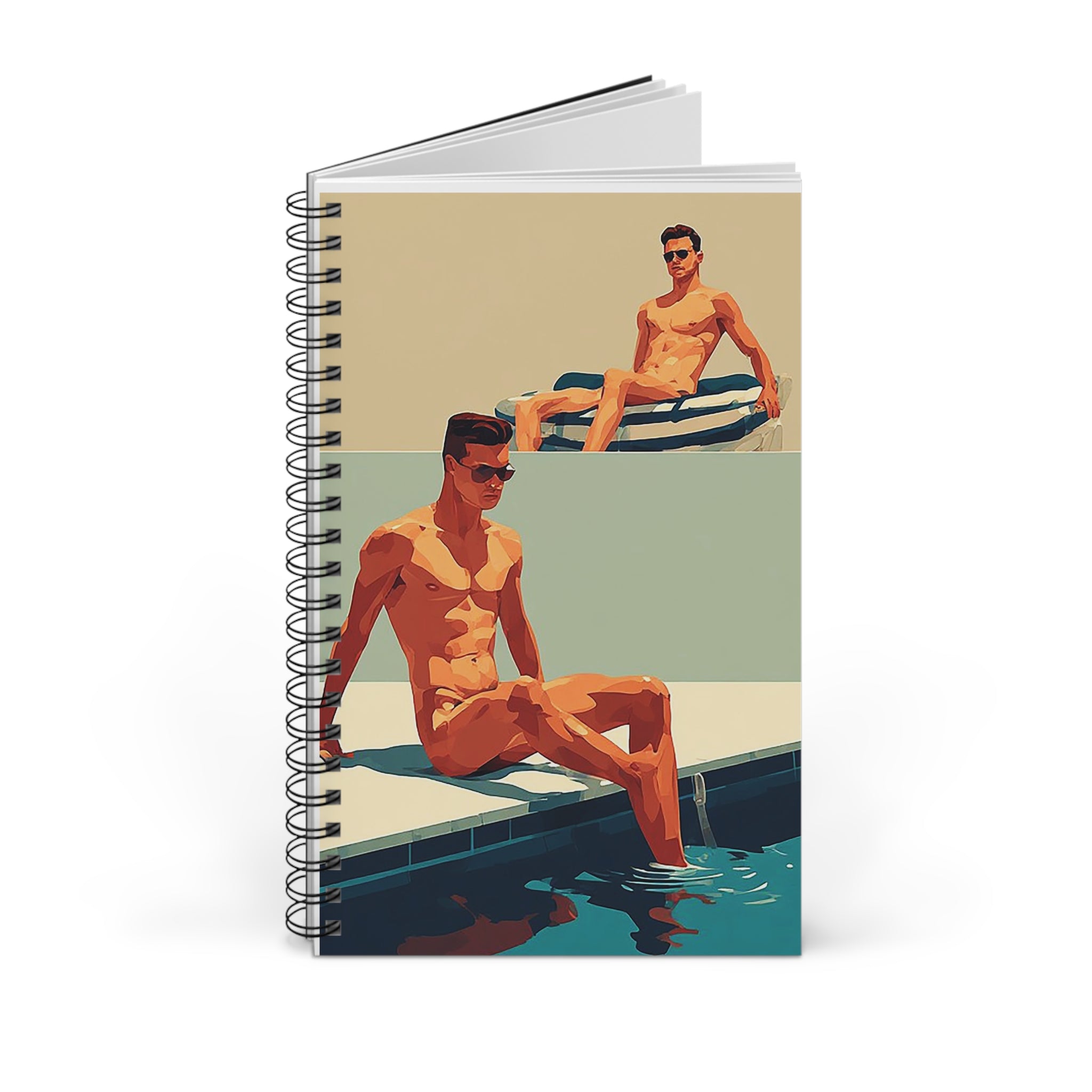 Retro Poolside Spiral Journal — Vintage Sunbather Notebook