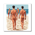 Beach Guys Magnet — Vintage Nude Beach Scene Refrigerator Magnet