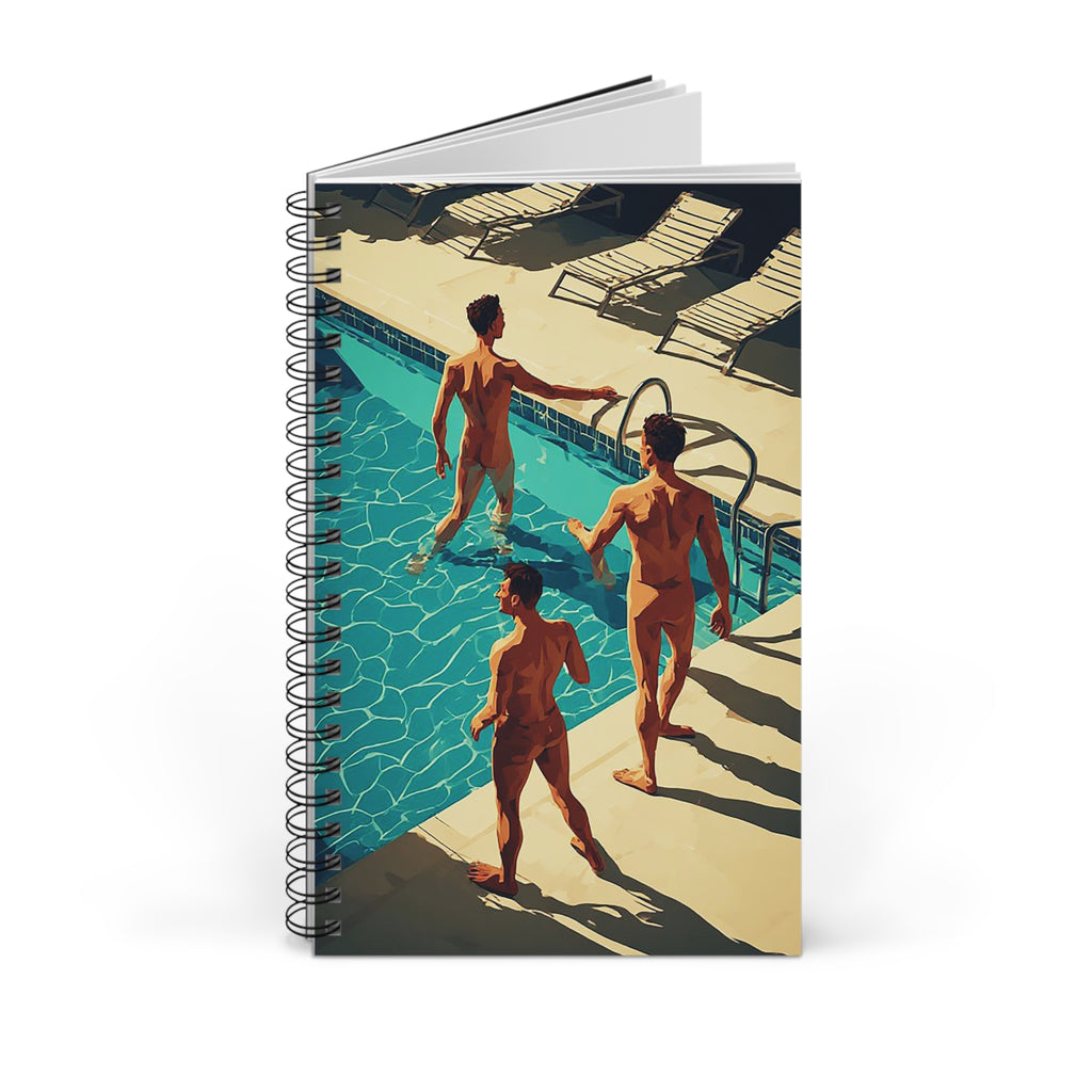 Retro Poolside Spiral Journal — Vintage Swim Illustration Notebook