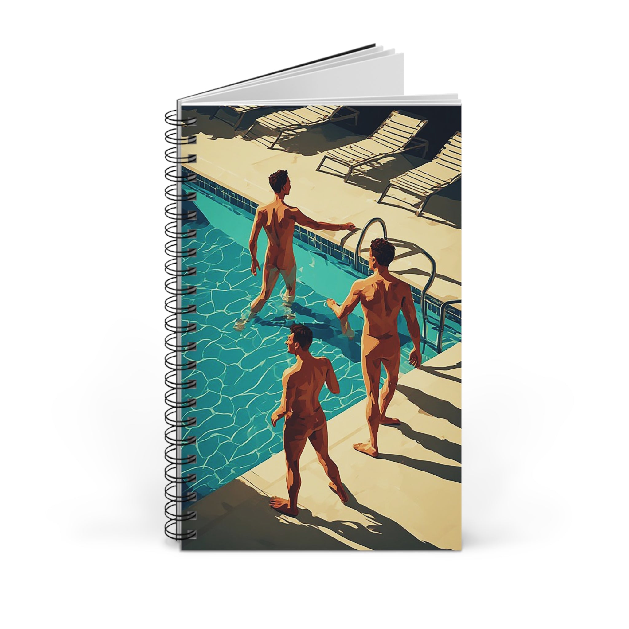 Retro Poolside Spiral Journal — Vintage Swim Illustration Notebook