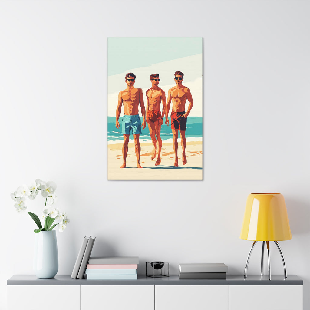 Boys at Beach Canvas Print – Vintage Summer Surf Art