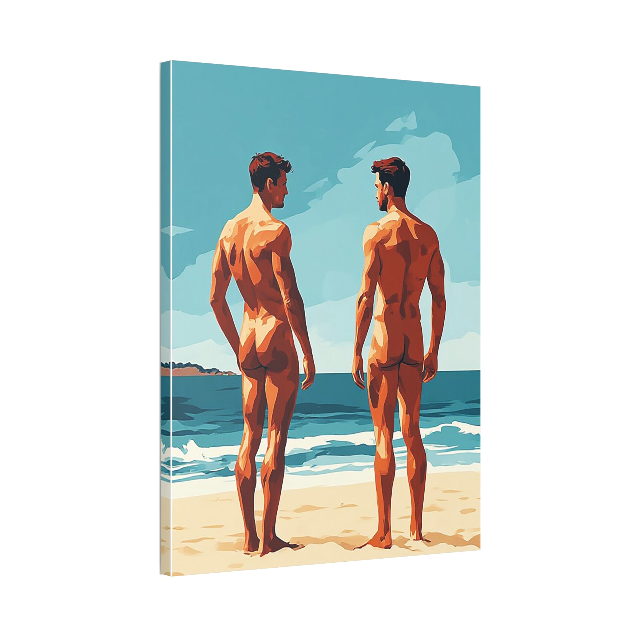 Canvas Print – 'Beach Gaze' Two Men Summer Art (Stretched Canvas 1.5")