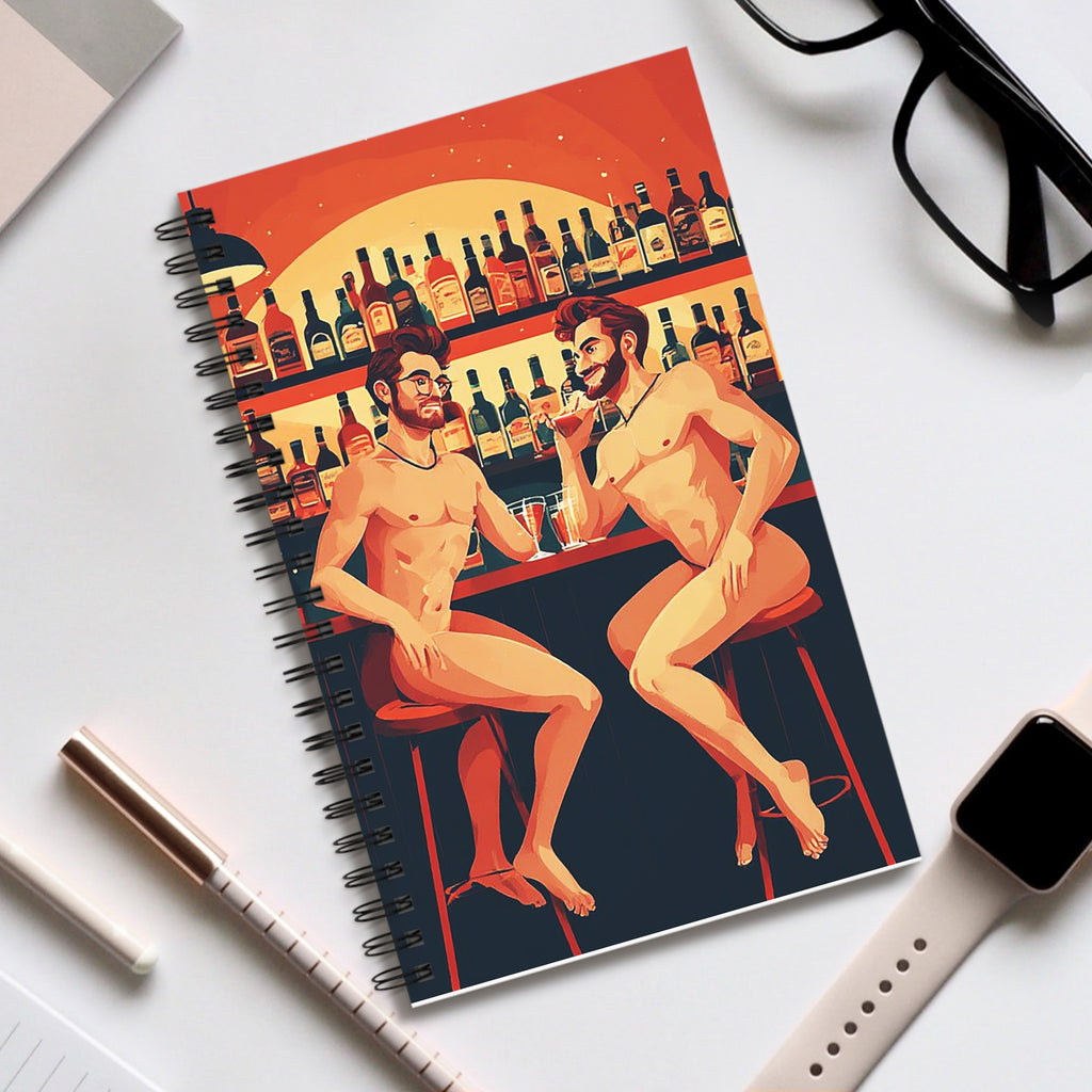 Naked Bar Buddies Spiral Journal — Gay Pride Cocktail Notepad