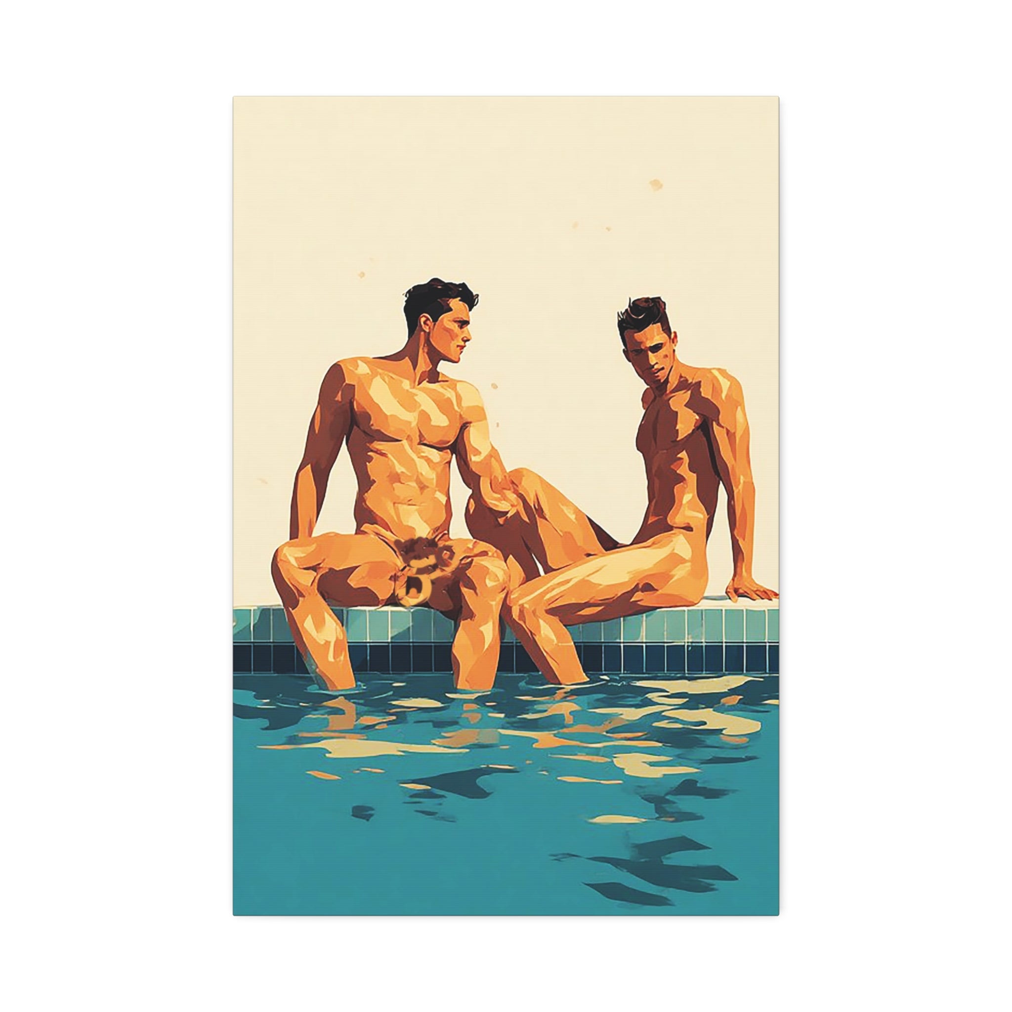 Poolside Male Figure Art Canvas — Stretched 1.5"