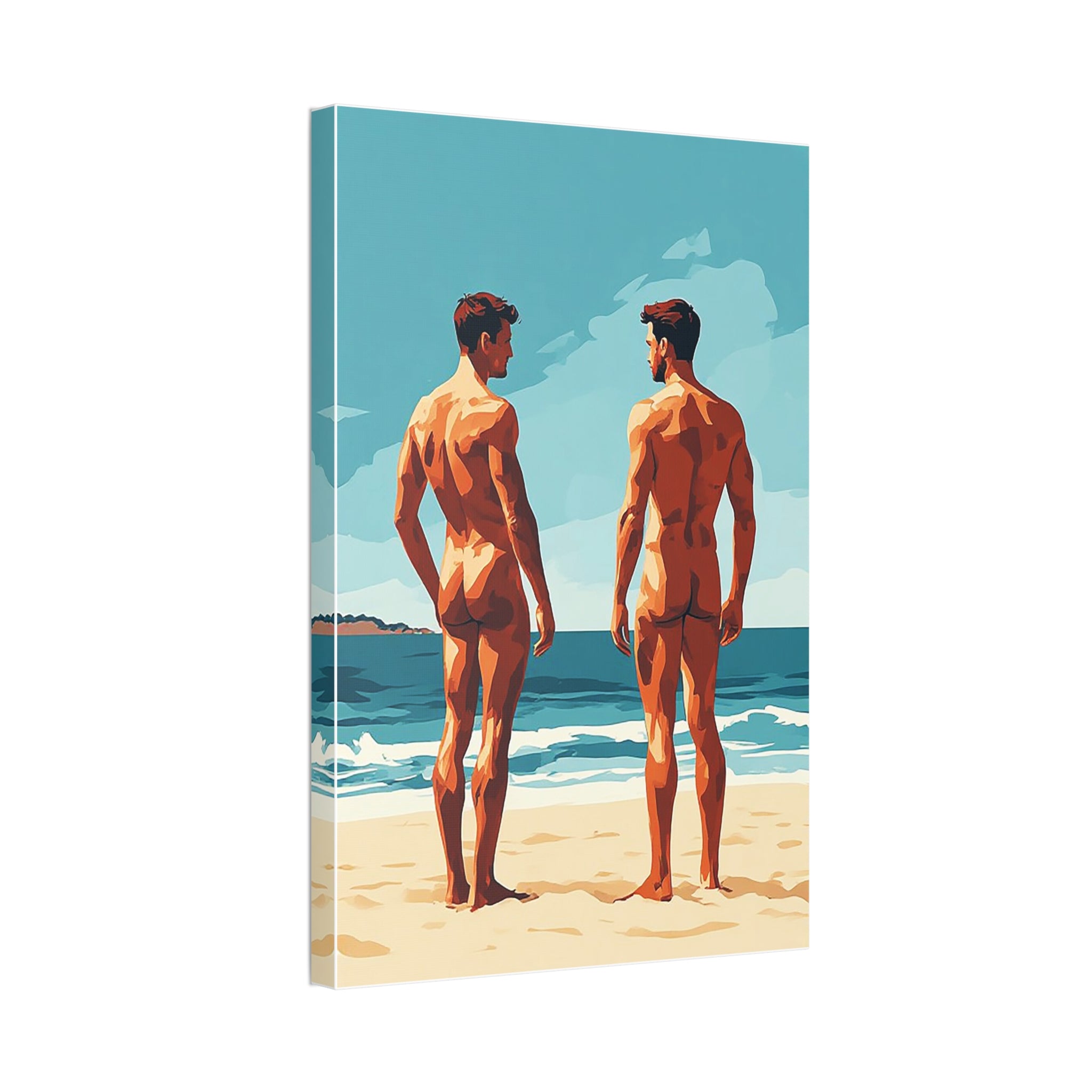 Canvas Print – 'Beach Gaze' Two Men Summer Art (Stretched Canvas 1.5")