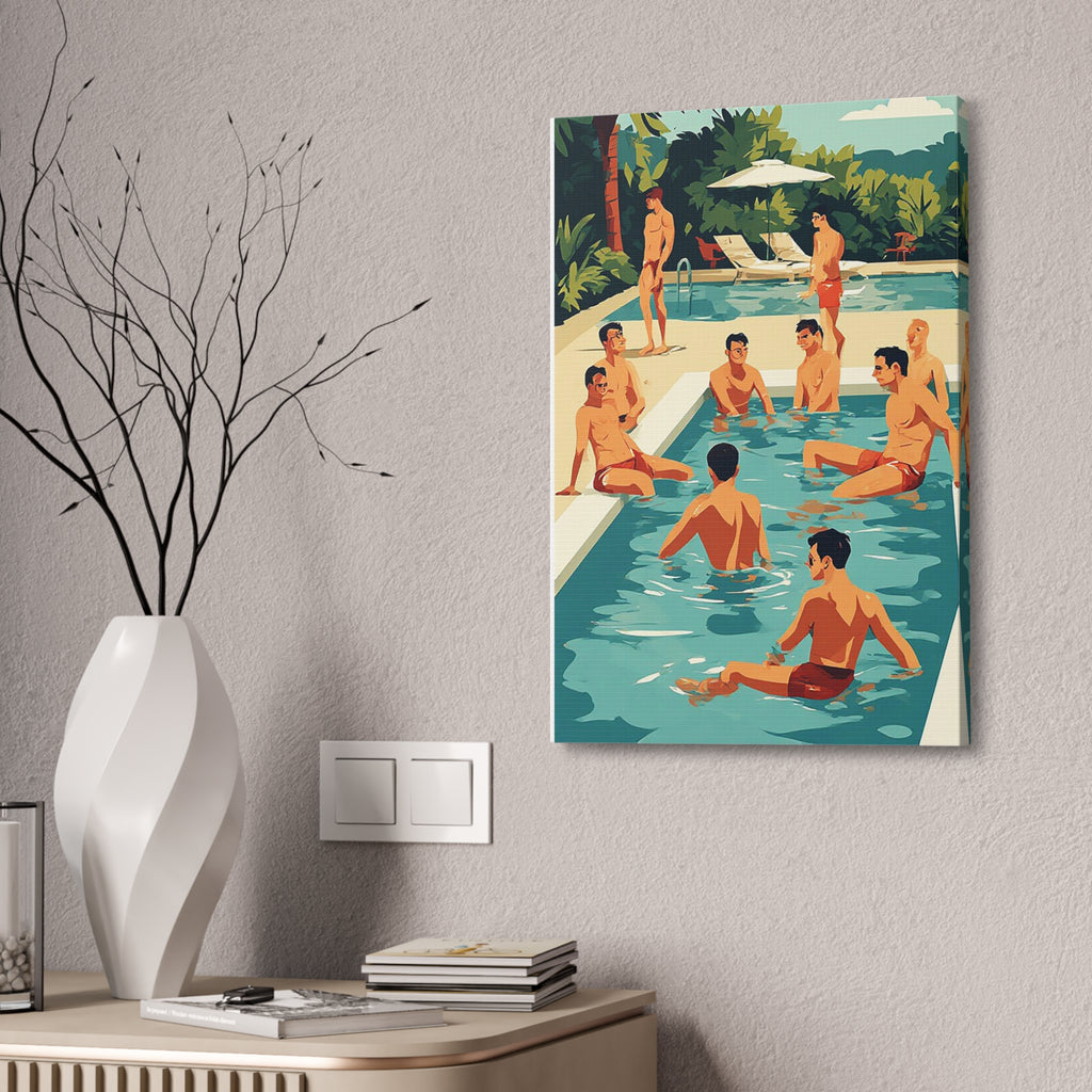 Canvas Print - Retro Men’s Pool Party Artwork (Stretched 1.5")