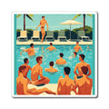 Pool Party Magnet — Vintage Swim Scene Refrigerator Sticker