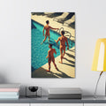 Retro Poolside Canvas Print — Midcentury Men by the Pool Stretched 1.5"