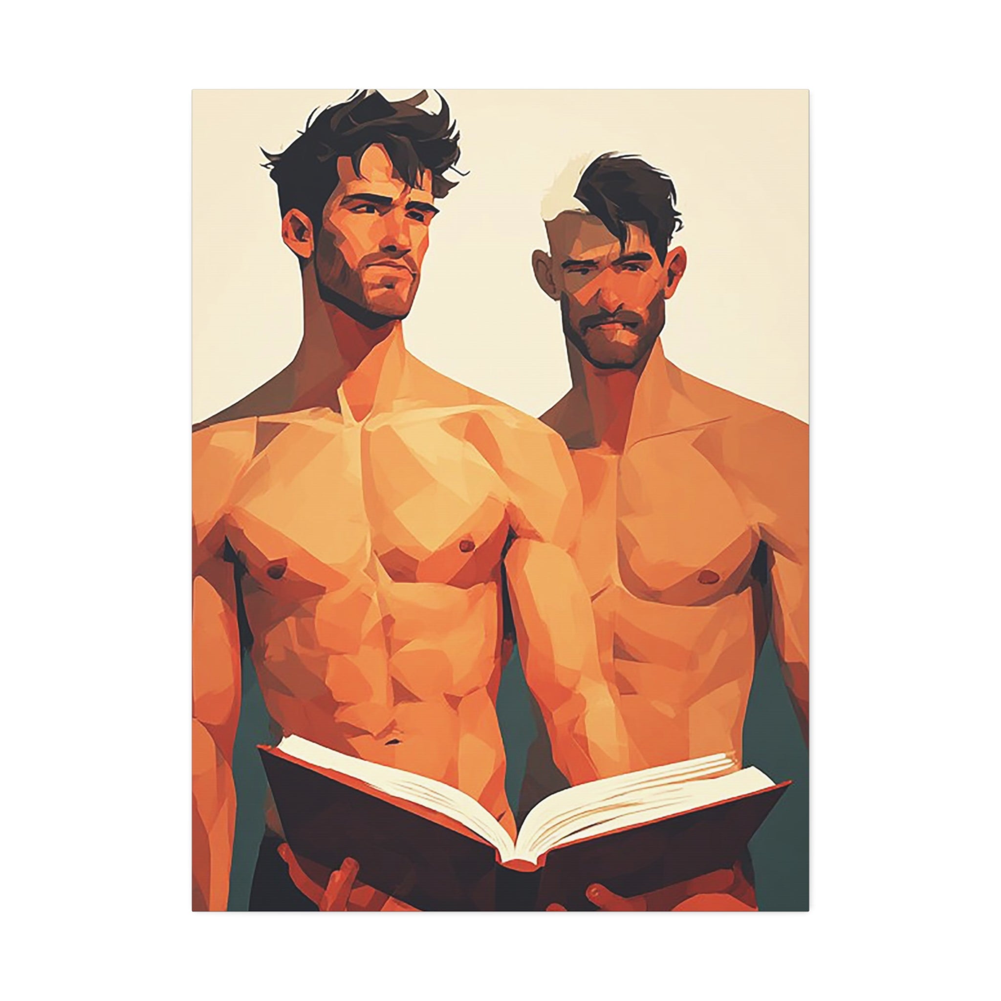 Nude Duo Reading — Stretched Canvas Art