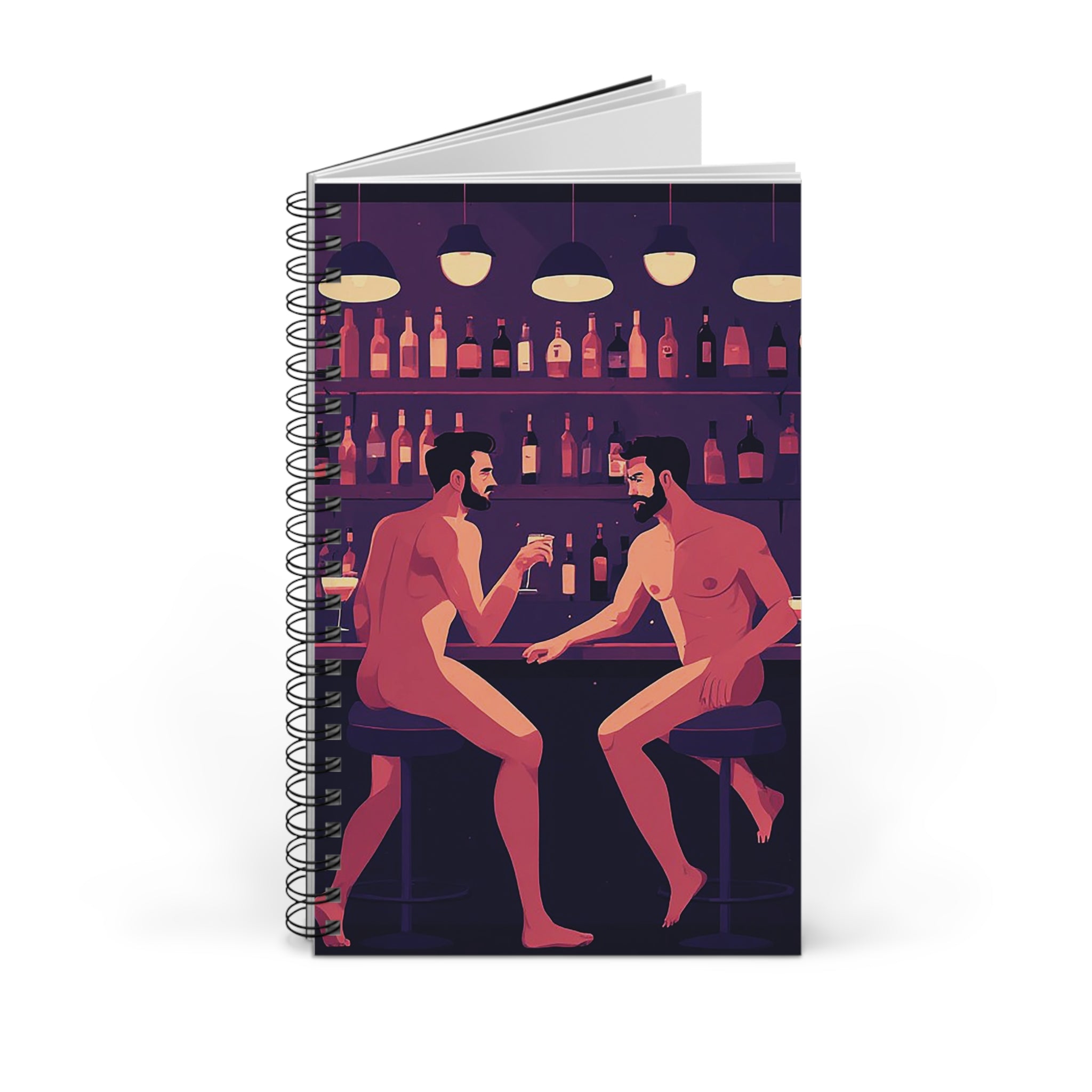 Spiral Journal — Intimate Nights Gay Bar Illustration Notebook