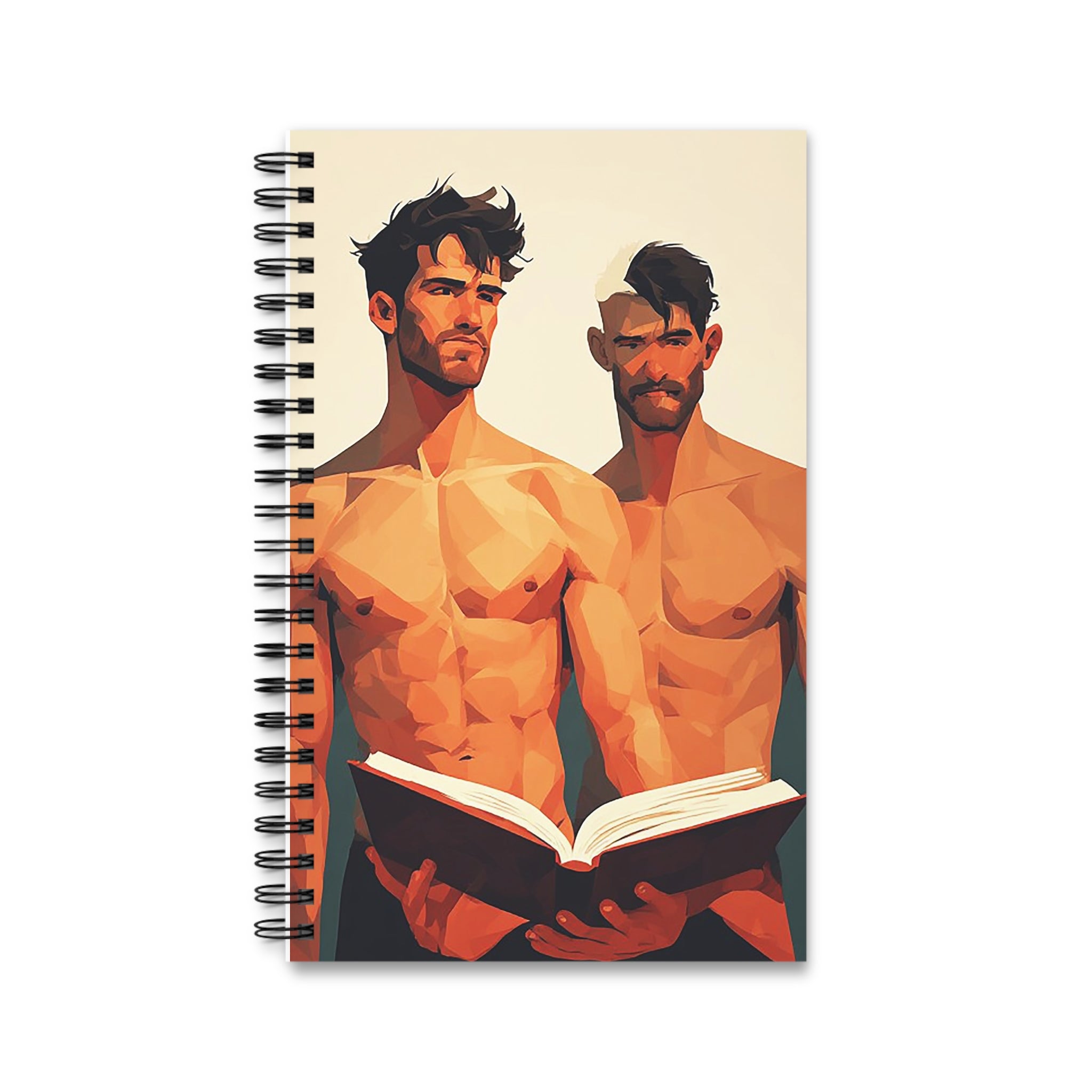 Spiral Journal — Artistic Bare-Chested Men Illustration Notebook