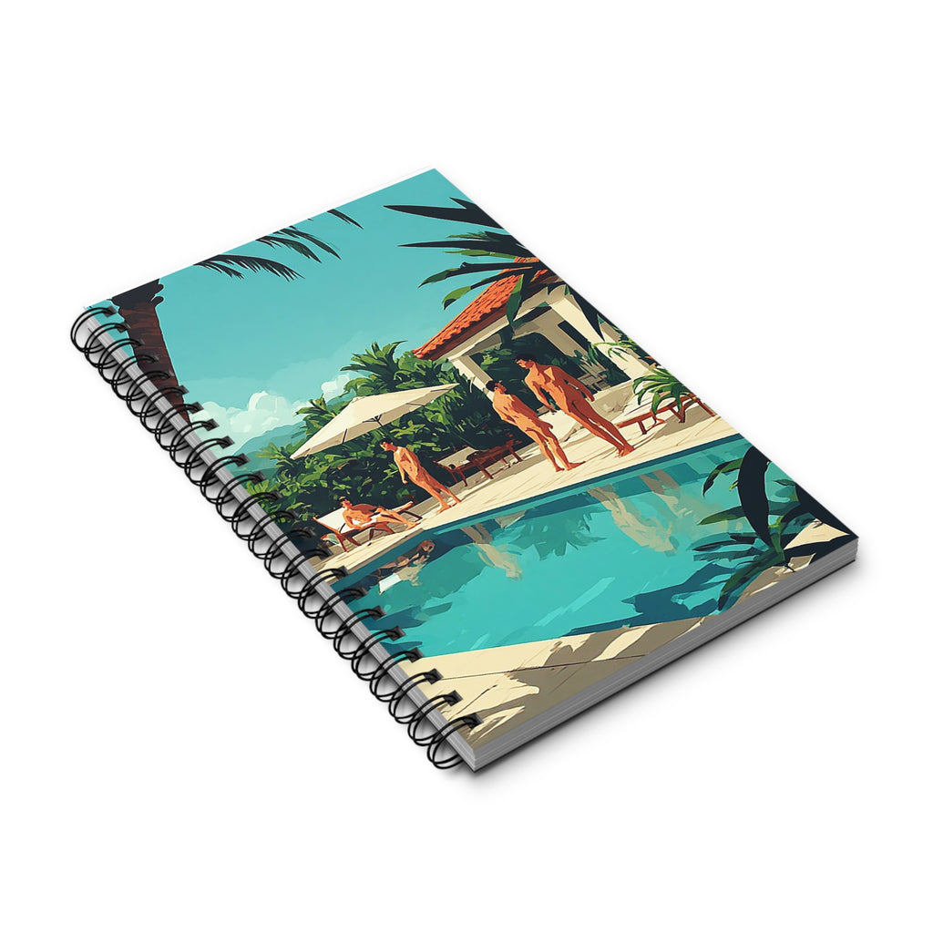 Retro Poolside Spiral Journal — Tropical Vacation Notebook