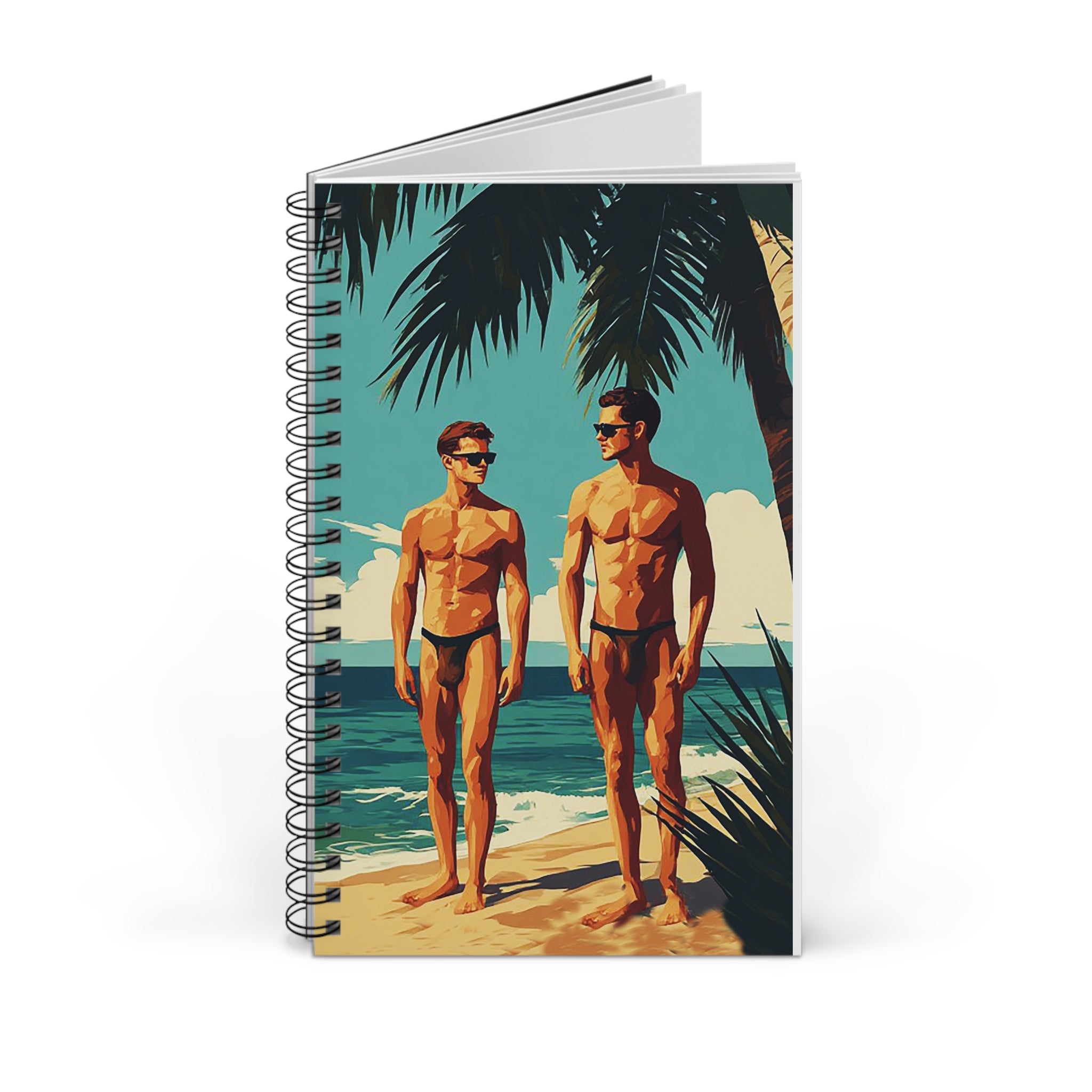 Vintage Beach Guys Spiral Journal — Retro Summer Notebook for Men