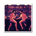 Gay Bar Nightclub Magnet — Retro Two Men Drinking Illustration Refrigerator Sticker