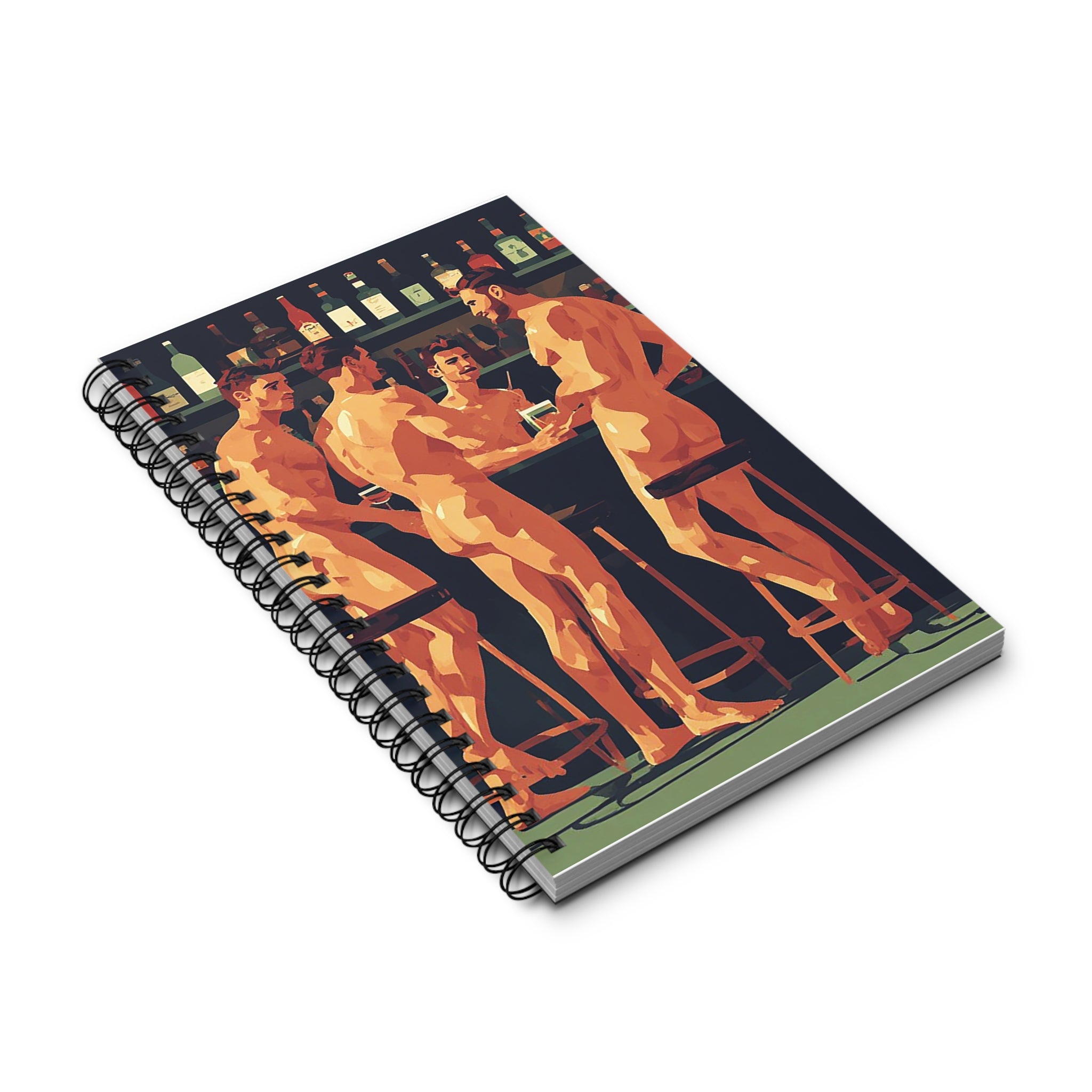 Naked Gents Bar Scene Spiral Journal – Gay Pride Notebook