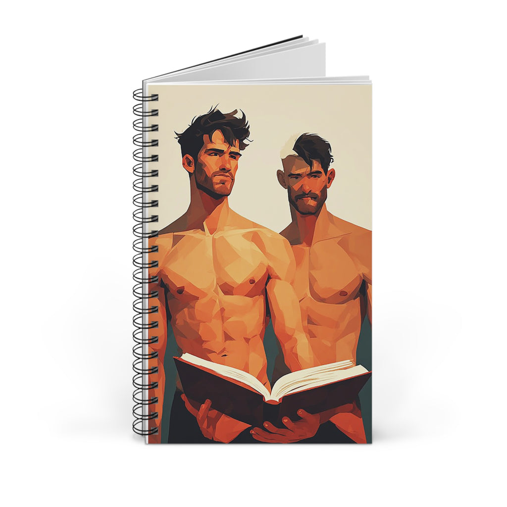 Spiral Journal — Artistic Bare-Chested Men Illustration Notebook