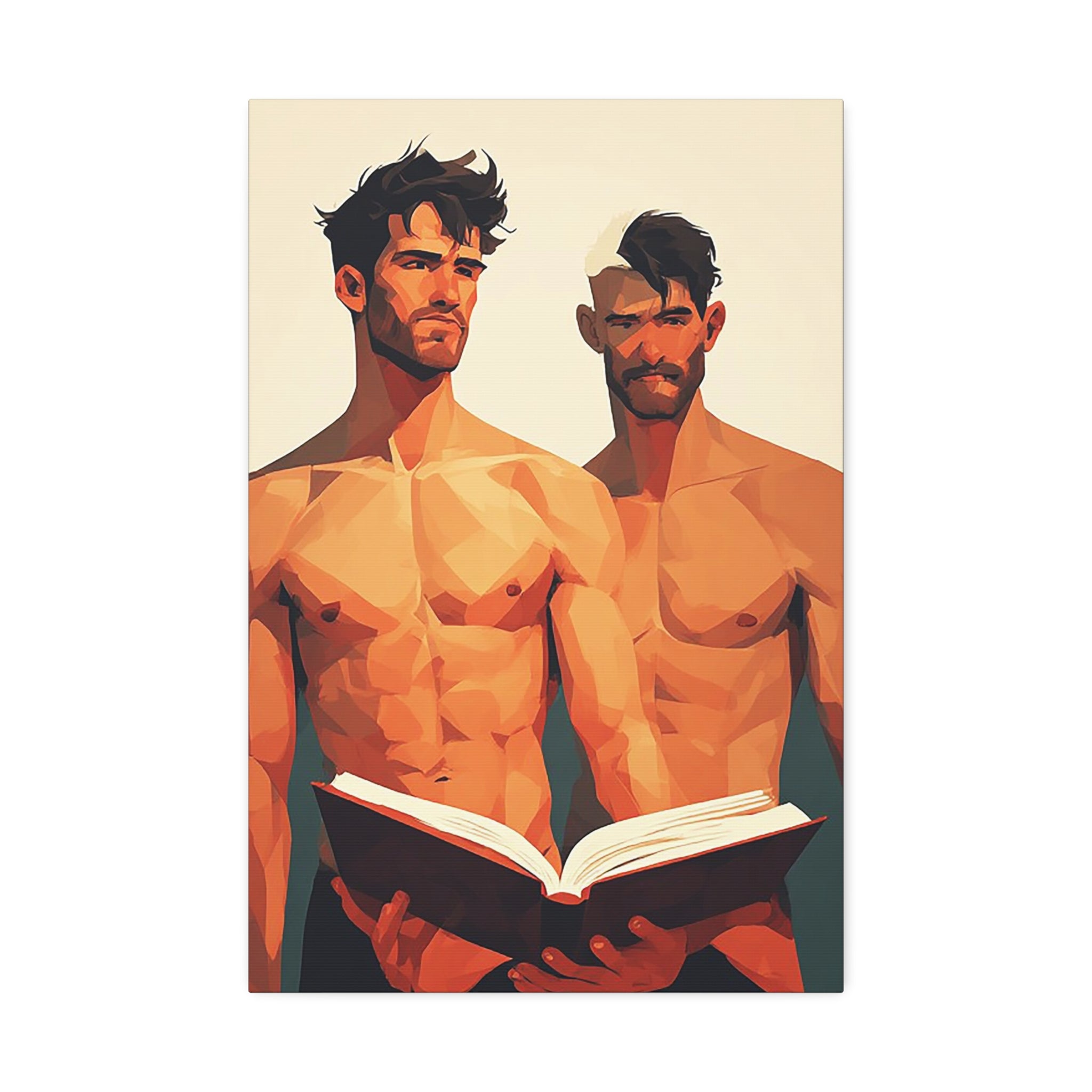 Nude Duo Reading — Stretched Canvas Art