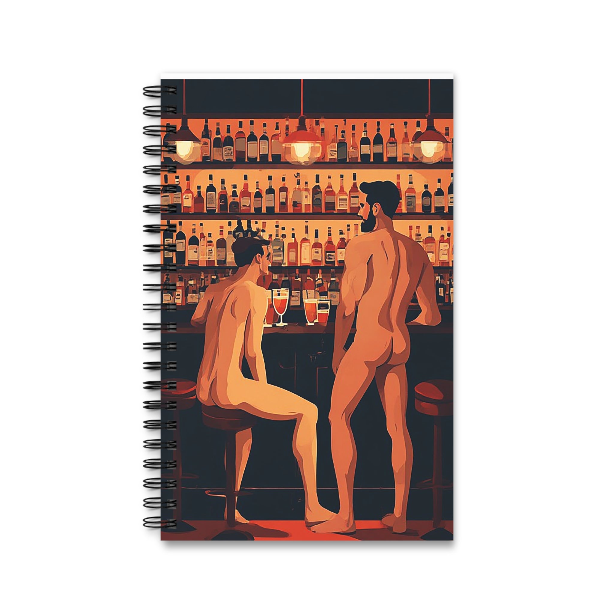 Naked Nightlife Spiral Journal — Gay Bar Illustration Notebook