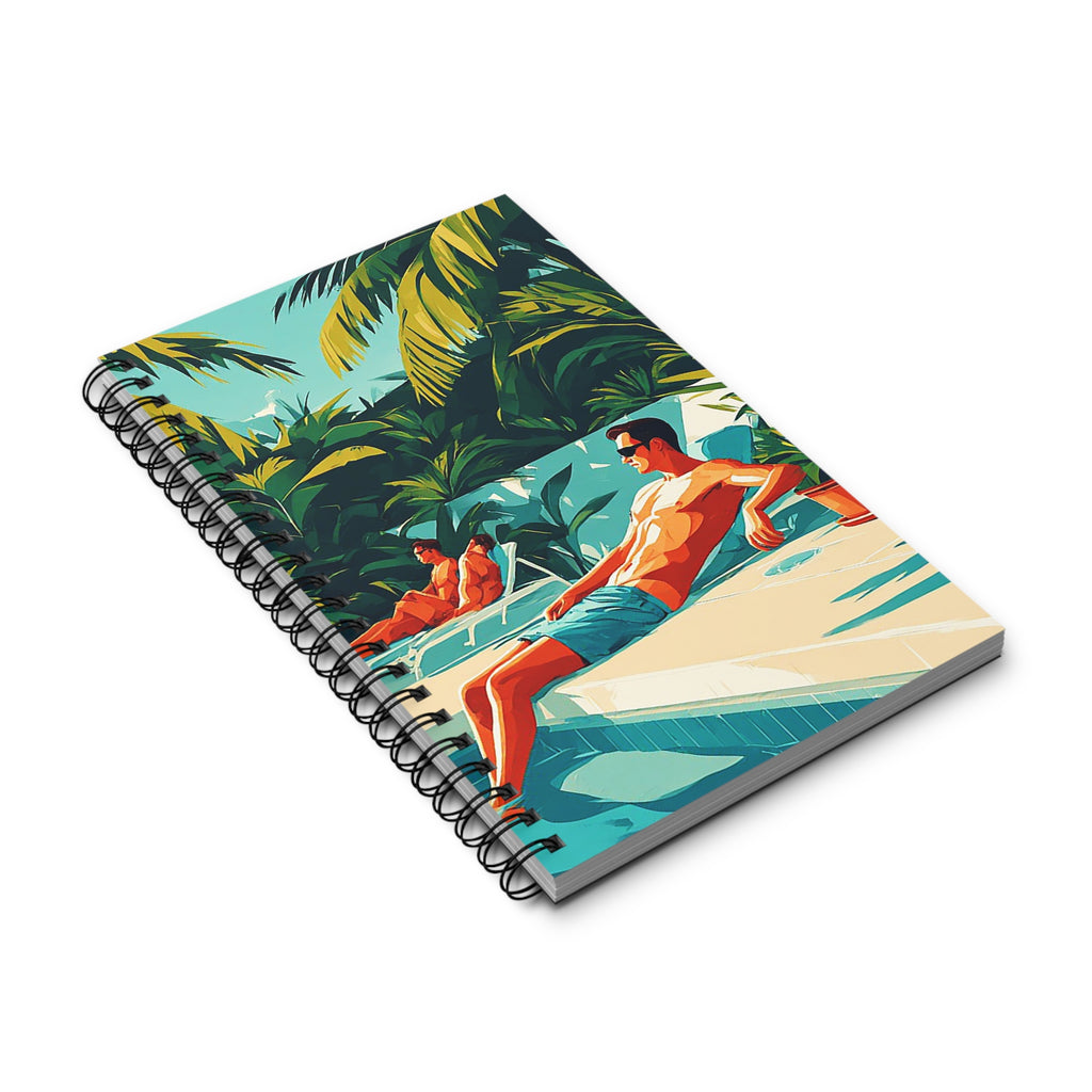 Tropical Poolside Spiral Journal – Retro Summer Vacation Notebook