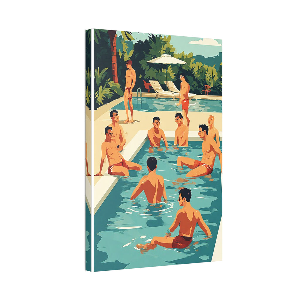 Canvas Print - Retro Men’s Pool Party Artwork (Stretched 1.5")