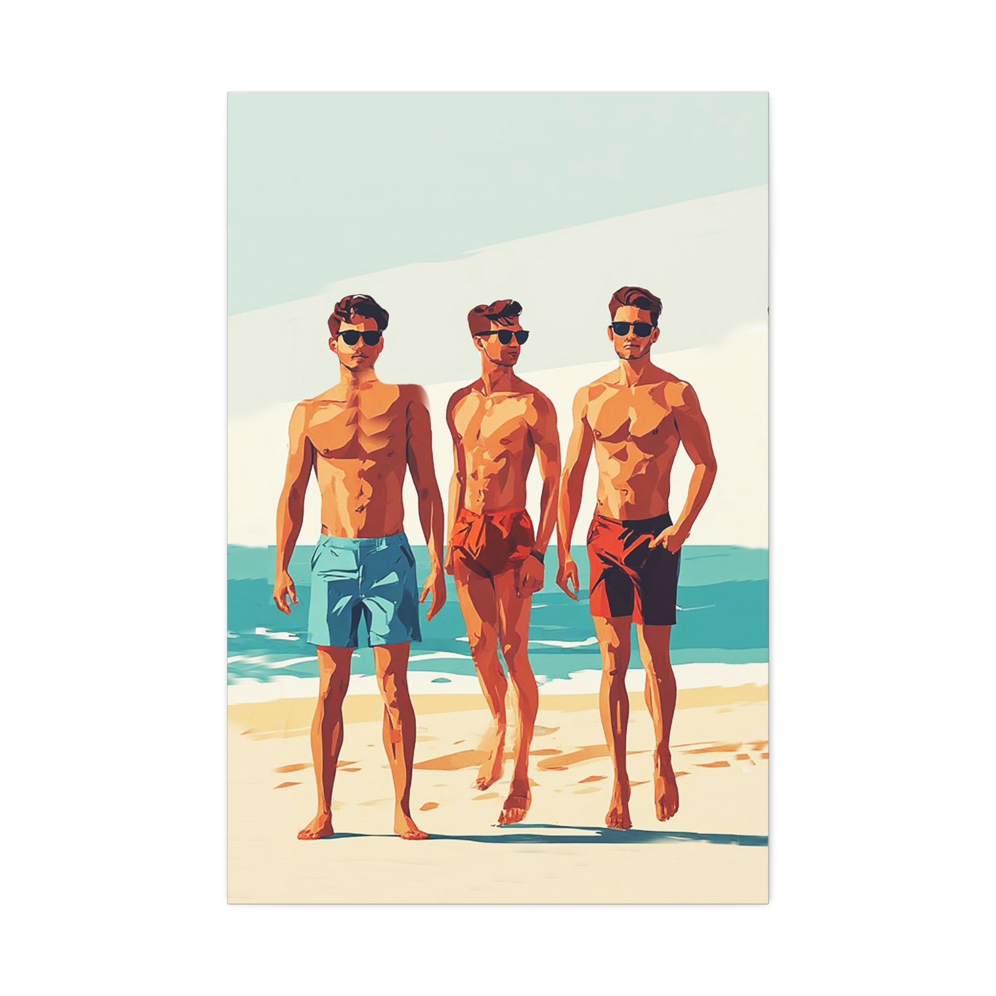 Boys at Beach Canvas Print – Vintage Summer Surf Art