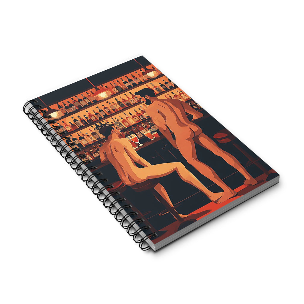 Naked Nightlife Spiral Journal — Gay Bar Illustration Notebook