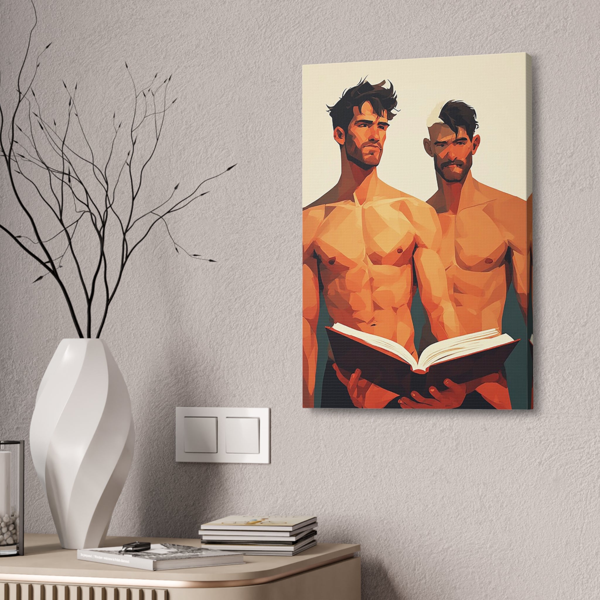 Nude Duo Reading — Stretched Canvas Art