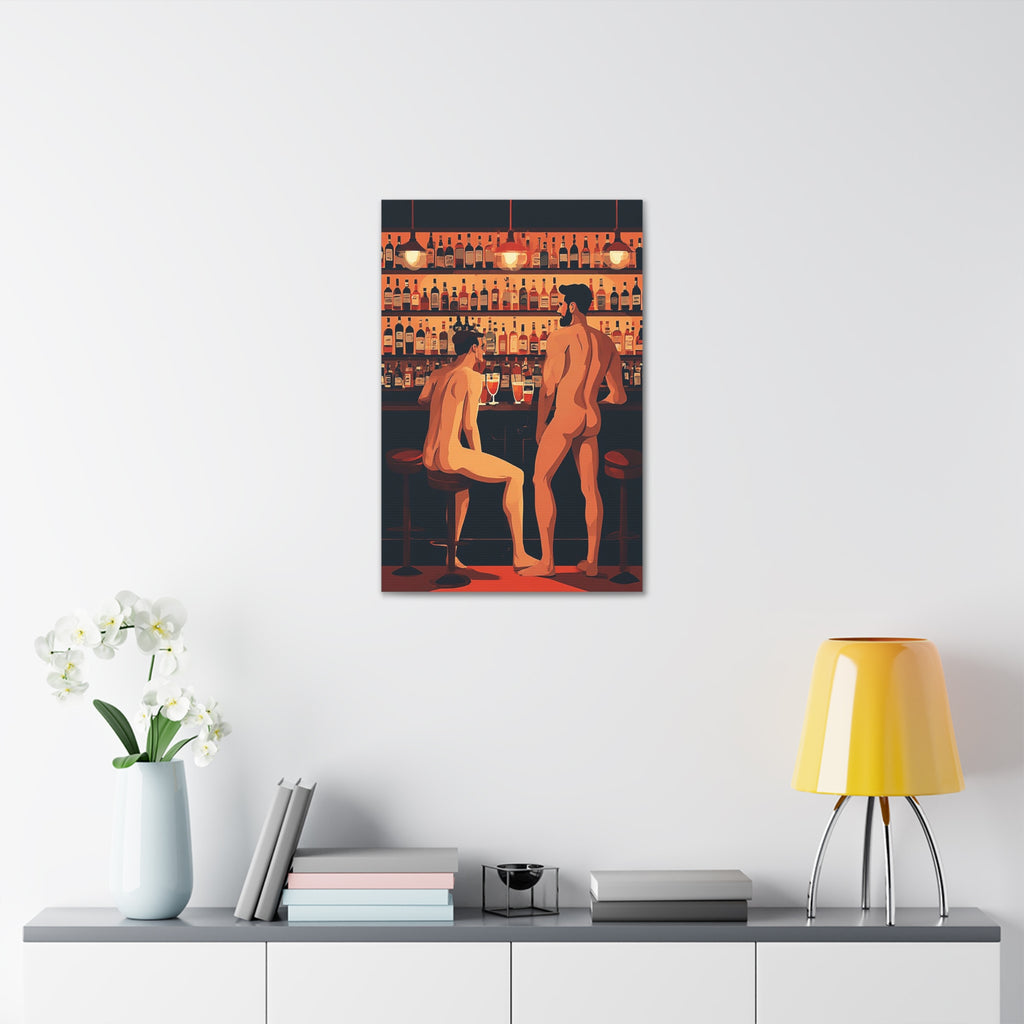 Canvas Art — Nude Men at Bar Stretched Canvas Print