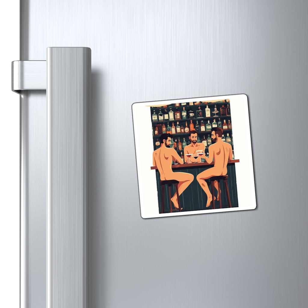 Naked Bartenders Bar Scene Magnet — Funny LGBTQ+ Refrigerator Decor