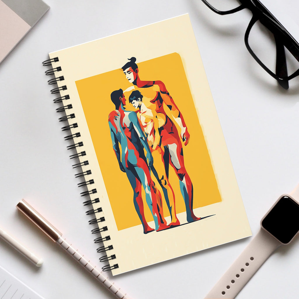Artistic Trio Spiral Journal — Colorful Figurative Illustration Notebook