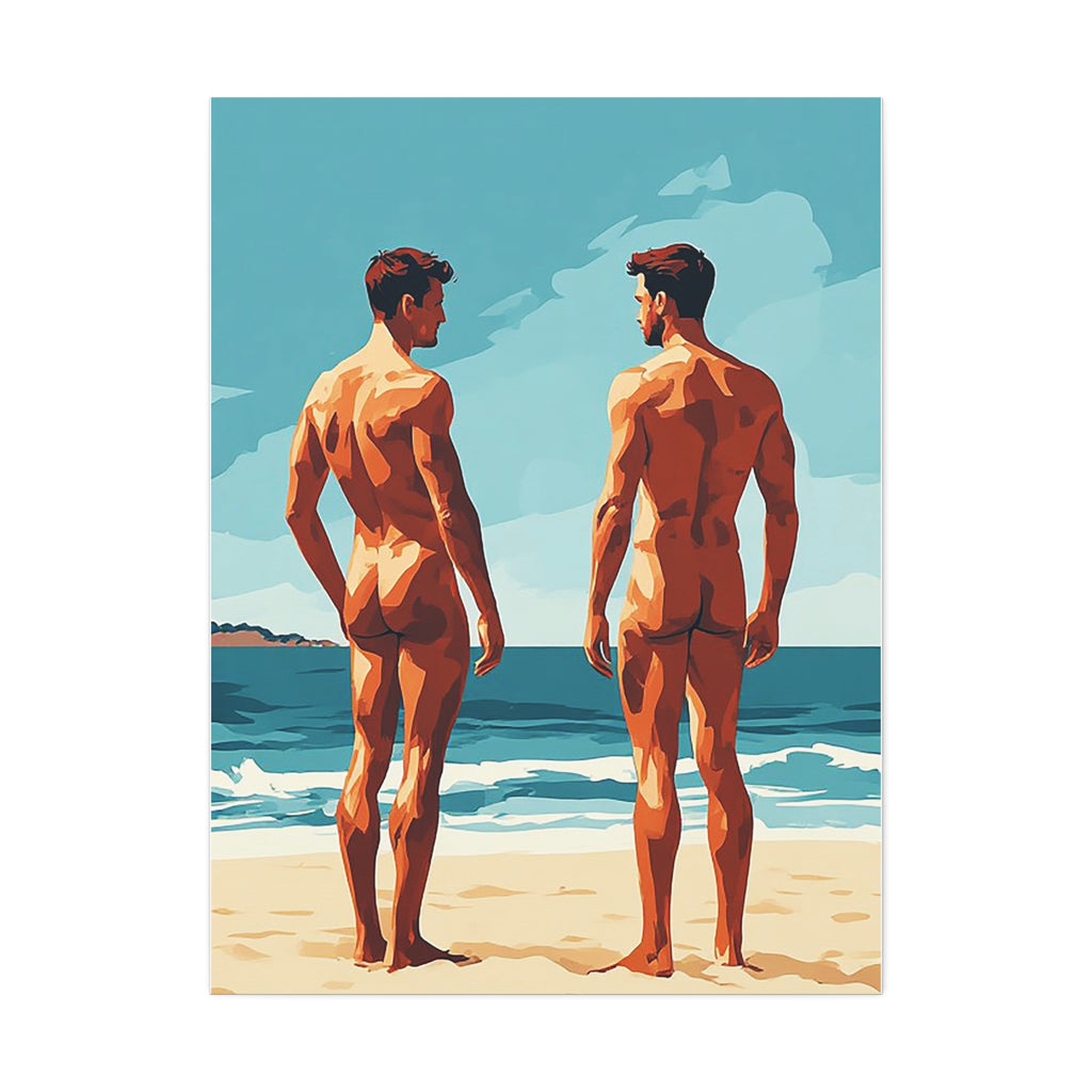 Canvas Print – 'Beach Gaze' Two Men Summer Art (Stretched Canvas 1.5")