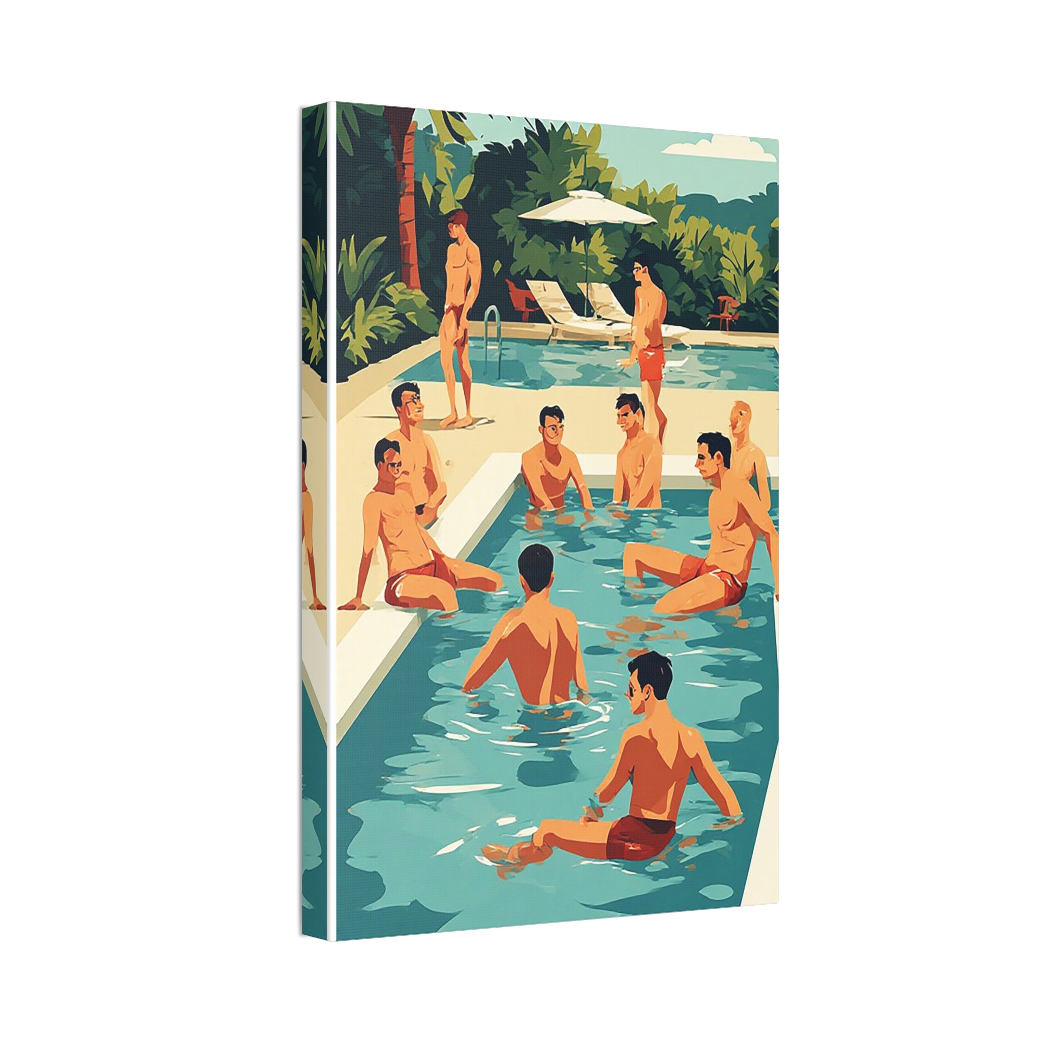 Canvas Print - Retro Men’s Pool Party Artwork (Stretched 1.5")