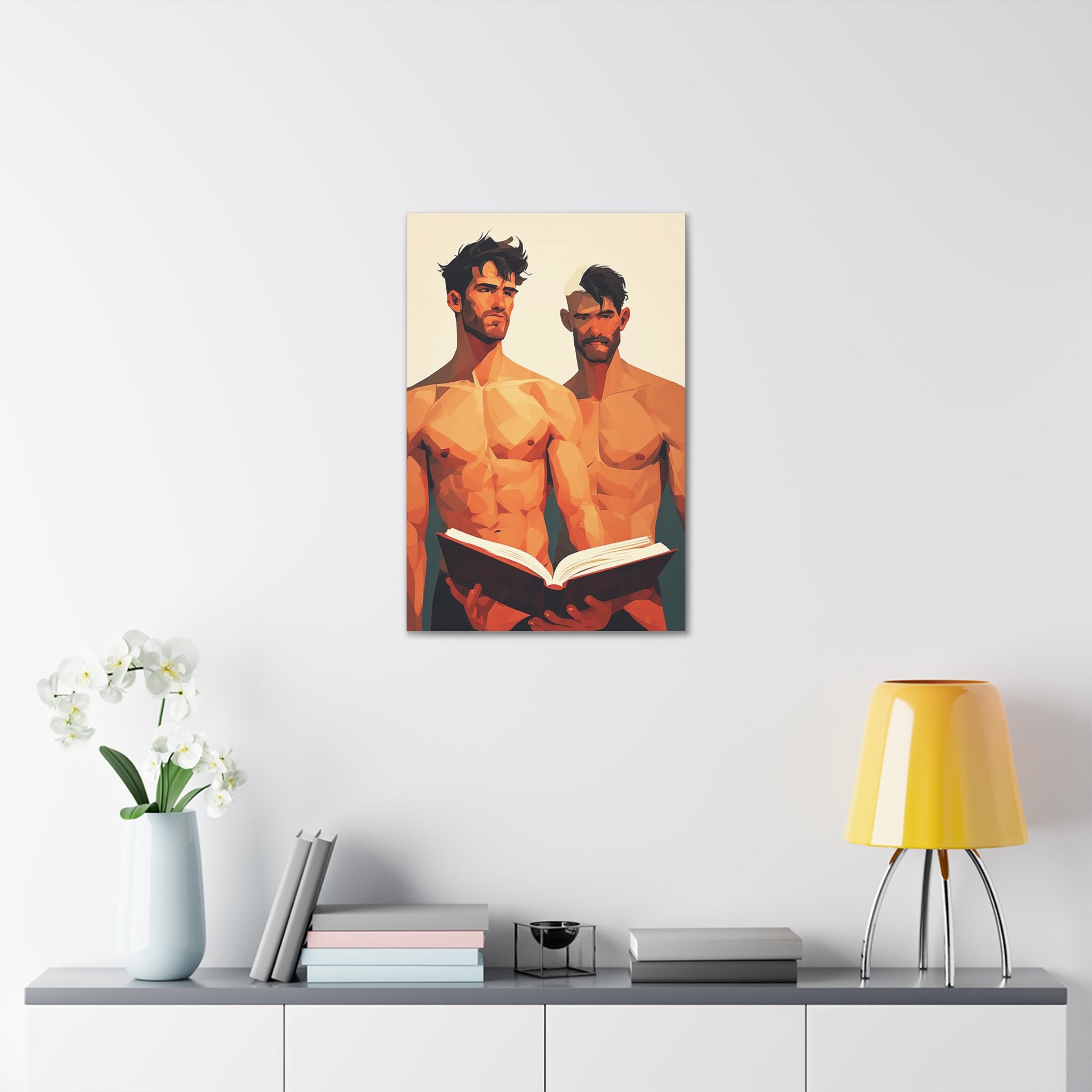 Nude Duo Reading — Stretched Canvas Art