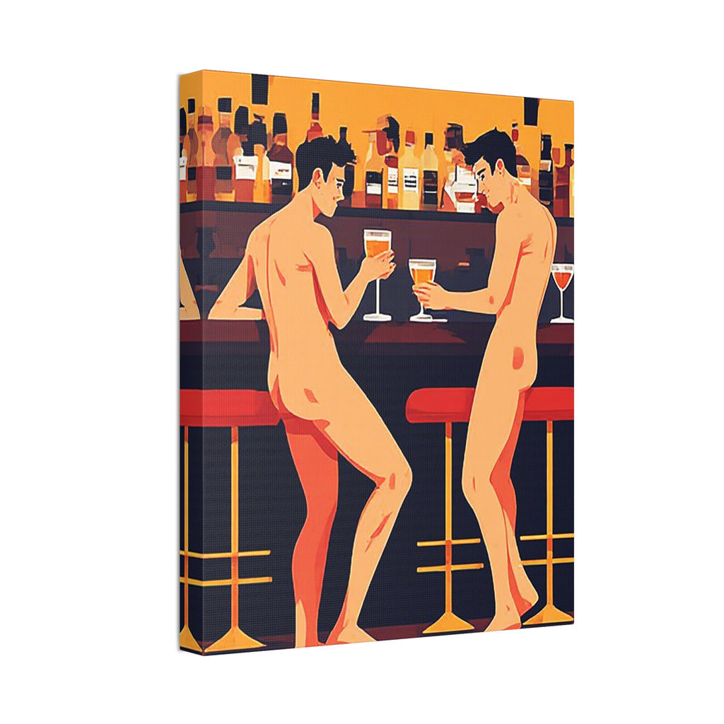 Naked Men at the Bar Canvas Stretched Art Print