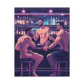 Naked Bartenders Canvas Print – Men at the Bar Stretched Wall Art