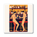 Naked Bar Buddies Magnet — Retro Gay Pride Kitchen Fridge Art