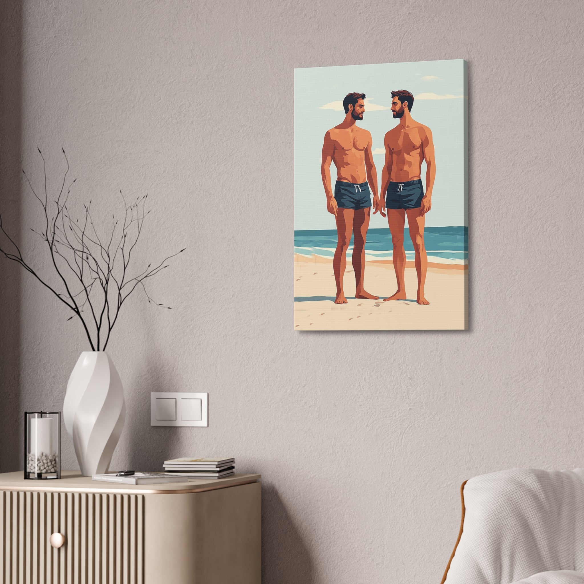 Beachside Couple Art Canvas — Stretched 1.5"
