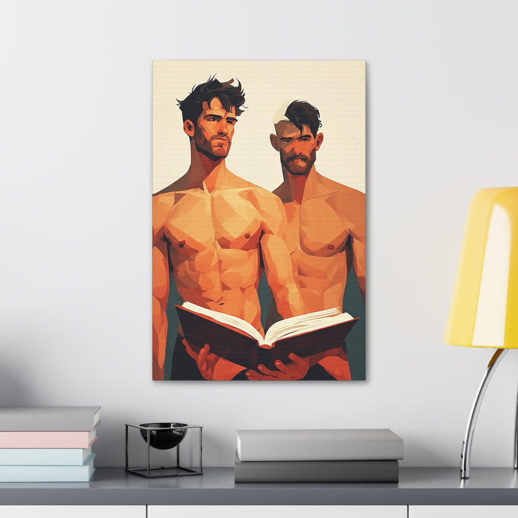 Nude Duo Reading — Stretched Canvas Art