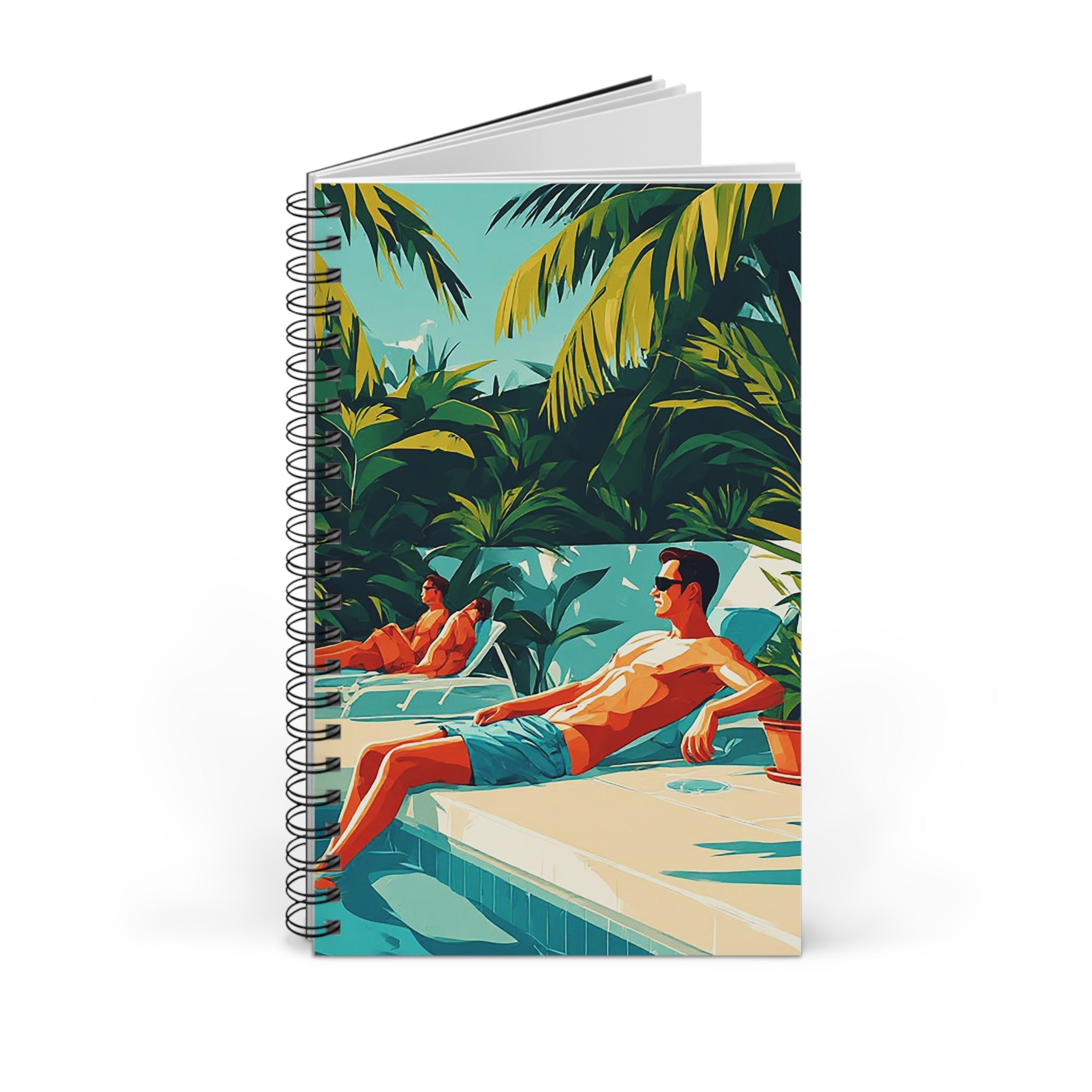 Tropical Poolside Spiral Journal – Retro Summer Vacation Notebook