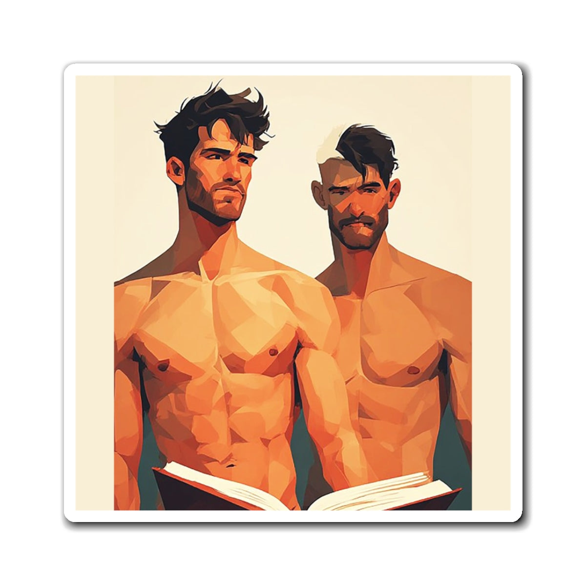 Shirtless Studs Art Magnet – Modern Male Portrait Refrigerator Magnet