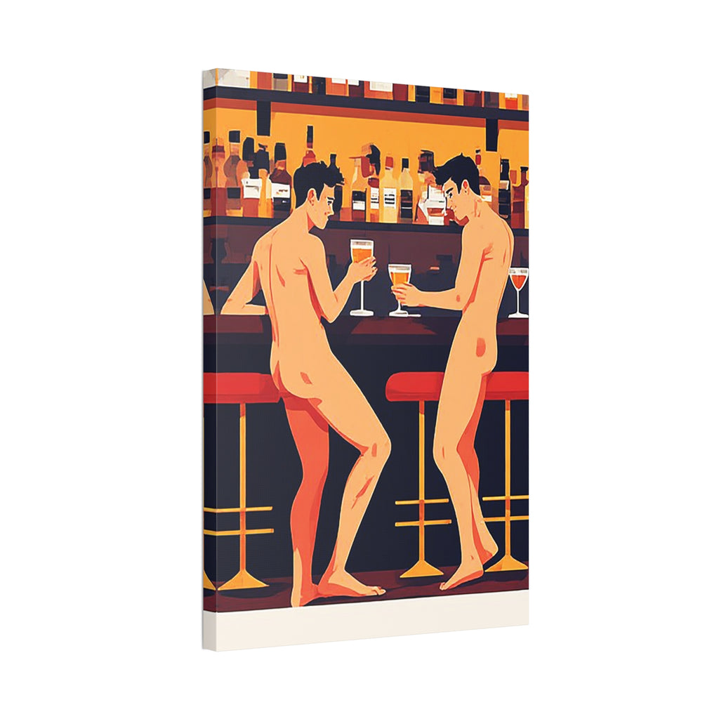 Naked Men at the Bar Canvas Stretched Art Print