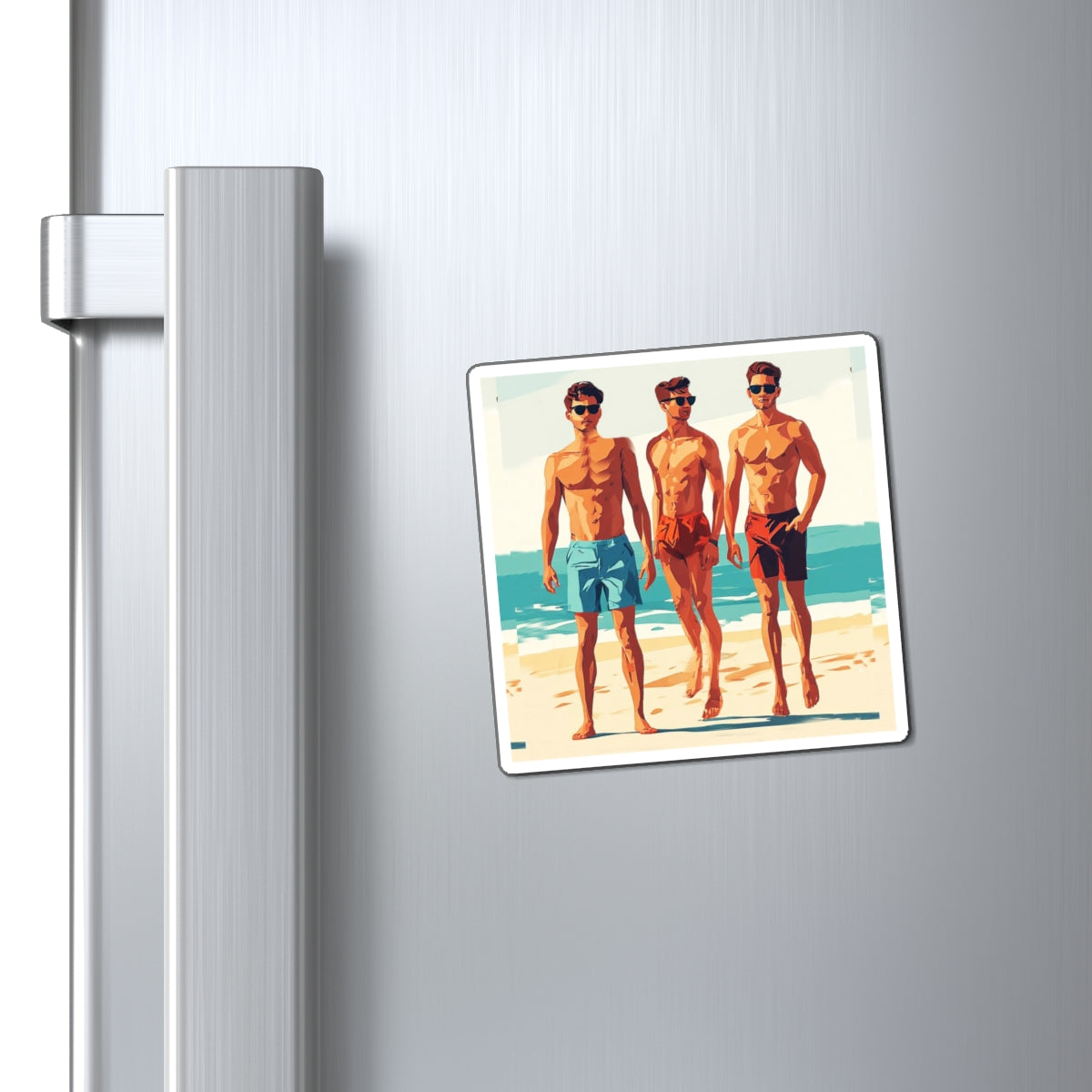 Beach Bros Magnet — Retro Summer Shirtless Guys Refrigerator Magnet