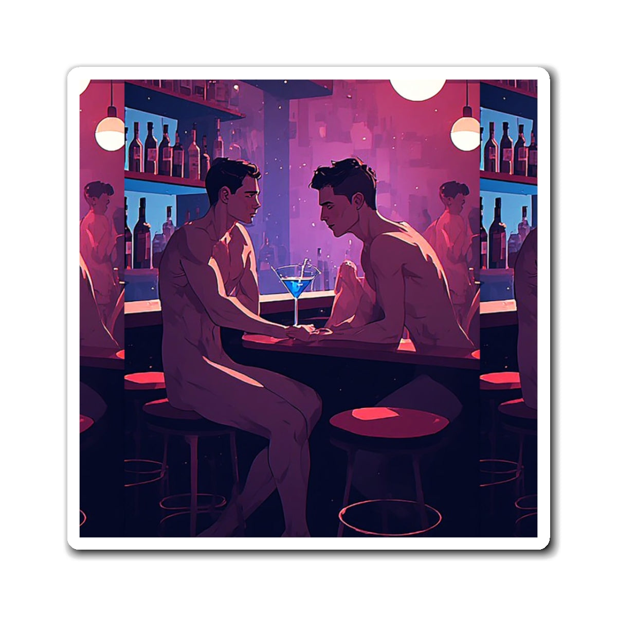 Gay Bar Night Magnet — Romantic Neon Cocktail Fridge Magnet