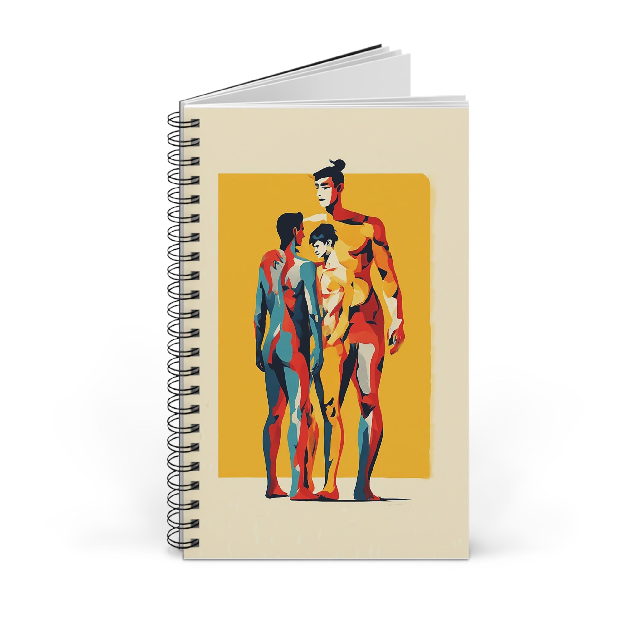 Artistic Trio Spiral Journal — Colorful Figurative Illustration Notebook