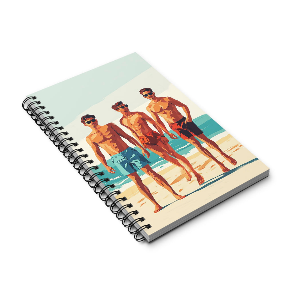 Beach Guys Spiral Journal — Vintage Surfing Notebook for Summer Memories