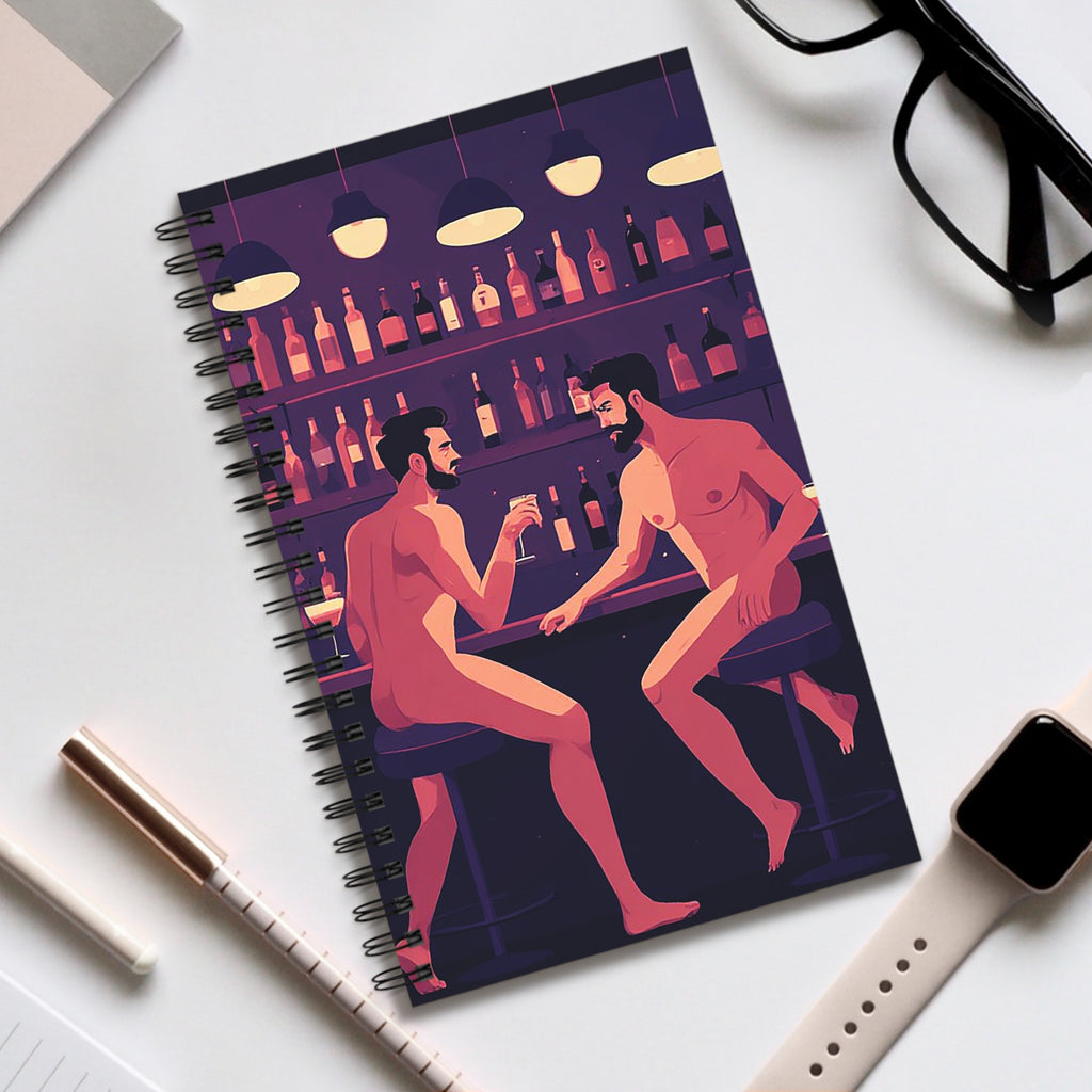 Spiral Journal — Intimate Nights Gay Bar Illustration Notebook