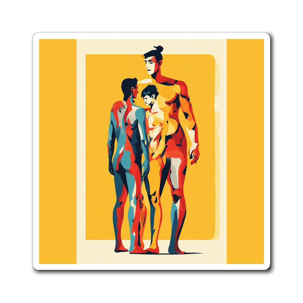 Figurative Art Magnet — Colorful Modern Family Illustration Refrigerator Magnet
