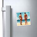Beach-Backs Magnet — Retro Art Two Men on the Shore Refrigerator Magnet