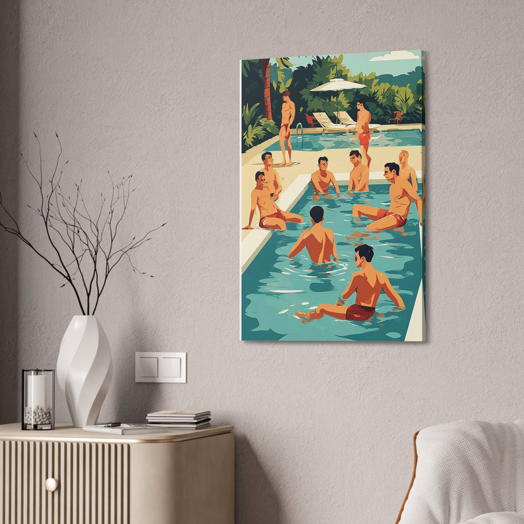Canvas Print - Retro Men’s Pool Party Artwork (Stretched 1.5")